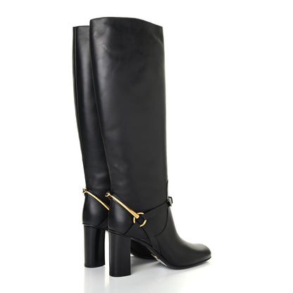 Gucci Calfskin Tess Horsebit Tall Boots 39.5 Black 3 of 4