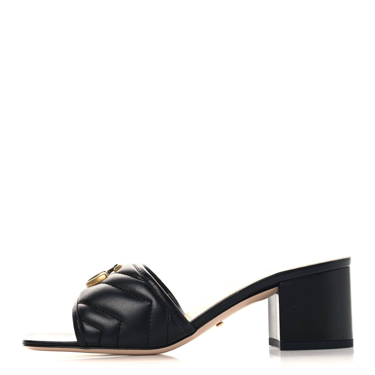 Gucci Nappa Matelasse GG Marmont 55mm Slide Sandals 37.5 Black 1 of 10