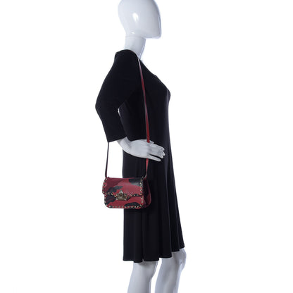 Valentino Garavani Nappa Canvas Camouflage Mini Rockstud Flap Saddle Crossbody Bag Red 2 of 10