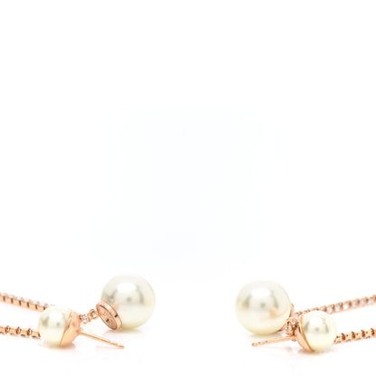Christian Dior Pearl Crystal Star Tribale Dangle Chain Earrings Rose Gold 3 of 4