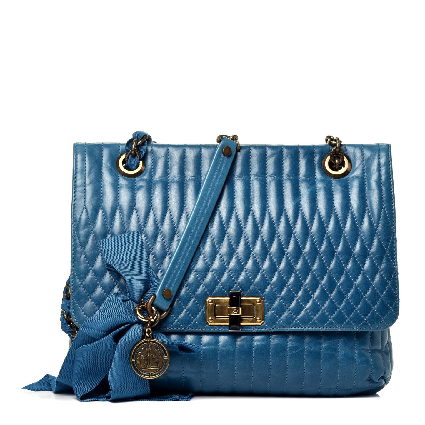 Calfskin Quilted Medium Happy Shoulder Bag Blue