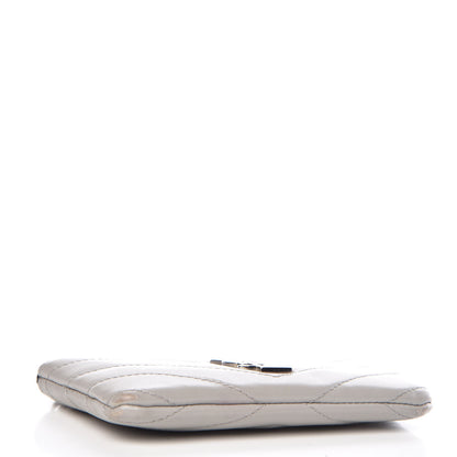 Saint Laurent Calfskin Matelasse Monogram Key Pouch Light Grey 4 of 9