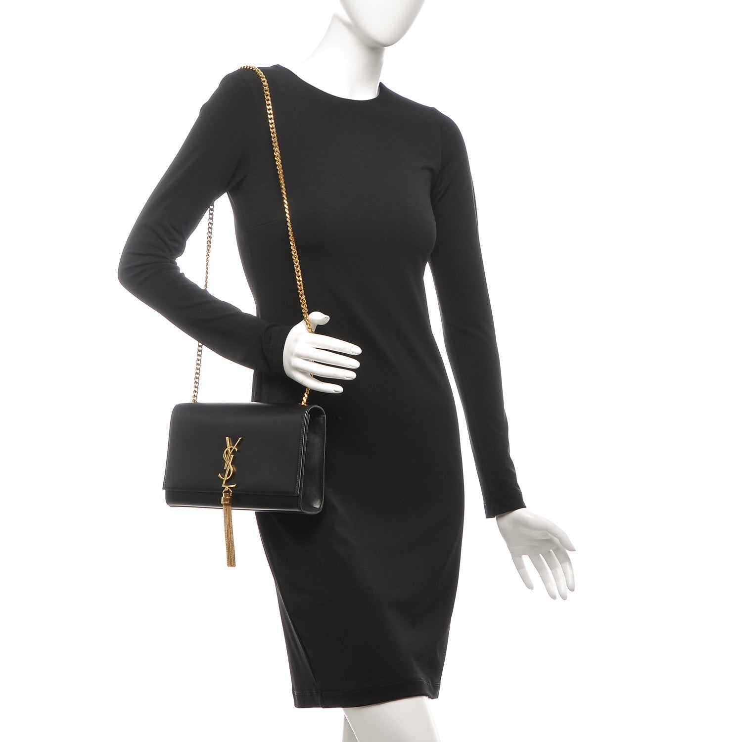 Saint Laurent Smooth Calfskin Medium Classic Monogram Kate Tassel Satchel Black 2 of 8
