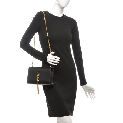 Saint Laurent Smooth Calfskin Medium Classic Monogram Kate Tassel Satchel Black 2 of 8