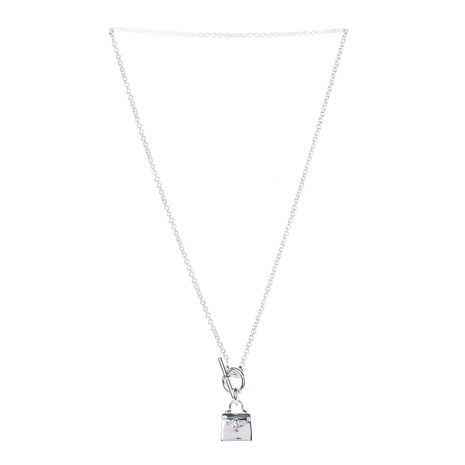 Hermes Sterling Silver Kelly Charm Pendant Necklace 3 of 6