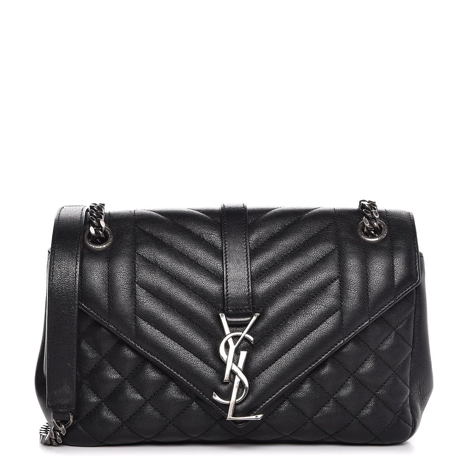 Saint Laurent Sheepskin Tri-Quilt Monogram Medium College Bag Black 1 of 8
