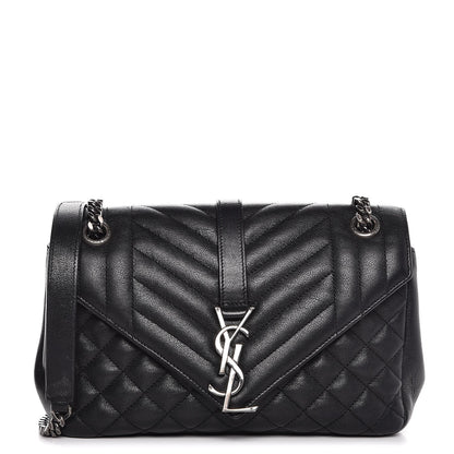 Saint Laurent Sheepskin Tri-Quilt Monogram Medium College Bag Black 1 of 8