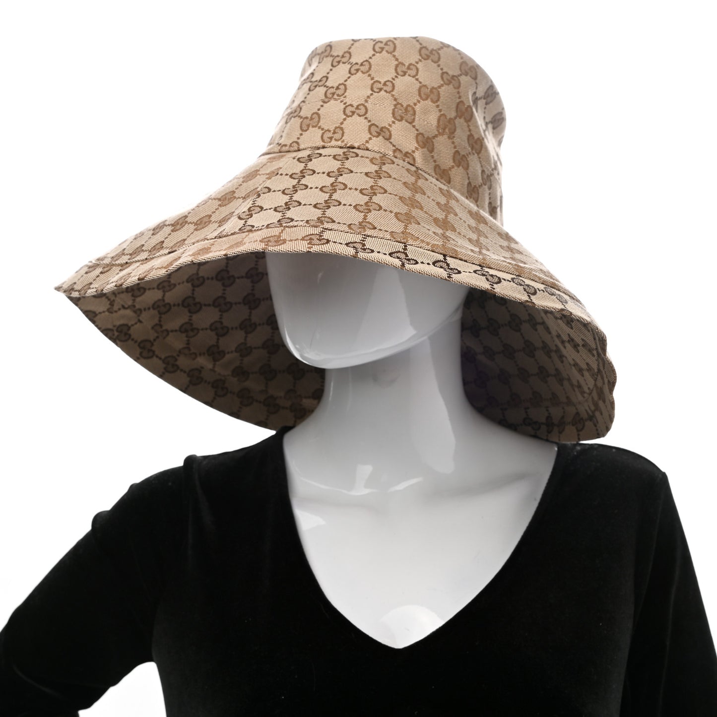 Monogram Wide Brim Hat M 57 Beige