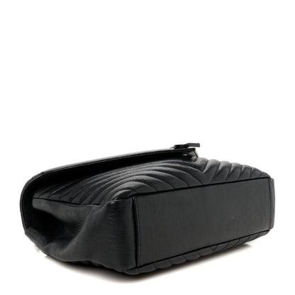 Saint Laurent Sheepskin Matelasse Chevron Monogram Monochrome Large College Satchel Black 4 of 11