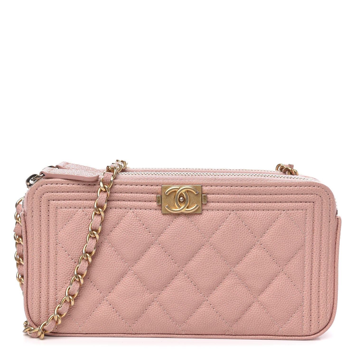 Chanel Caviar Quilted Small Boy Clutch With Chain Pink 1 of 12