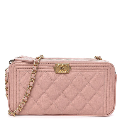 Chanel Caviar Quilted Small Boy Clutch With Chain Pink 1 of 12