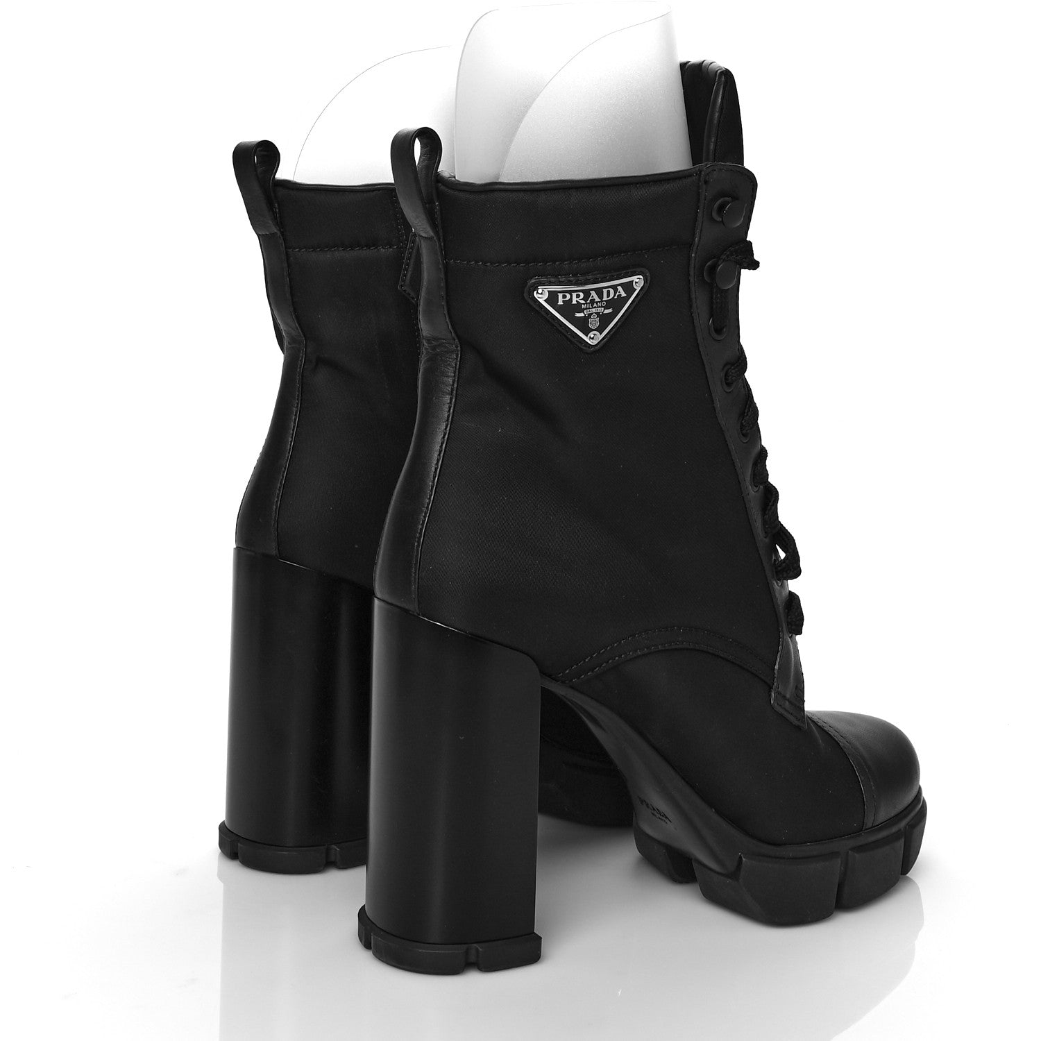 Prada Spazzolato Re-Nylon Metal Triangle Logo 110mm Ankle Boots 37 Black 4 of 9