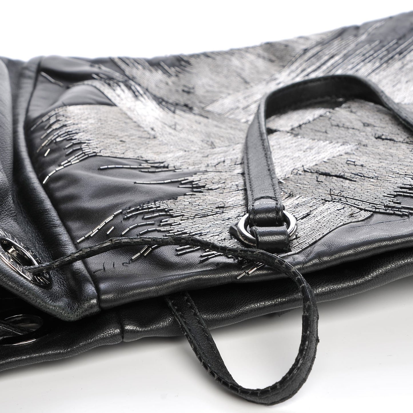 Nappa Beaded Glam Tote Black