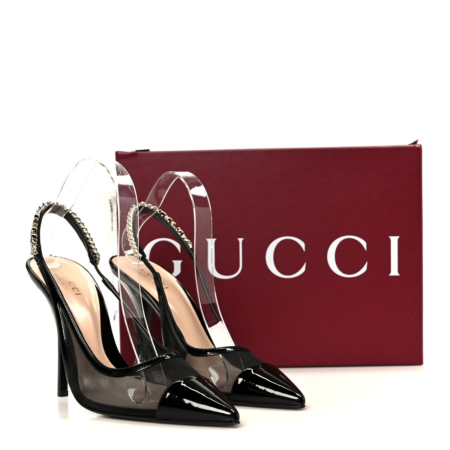 Gucci Tela Retino Patent Signoria 105mm Slingback Pumps 40 Black 9 of 9