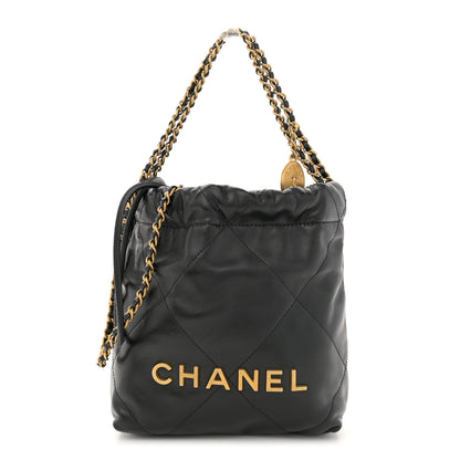 Chanel Shiny Calfskin Quilted Mini Chanel 22 Black 1 of 11
