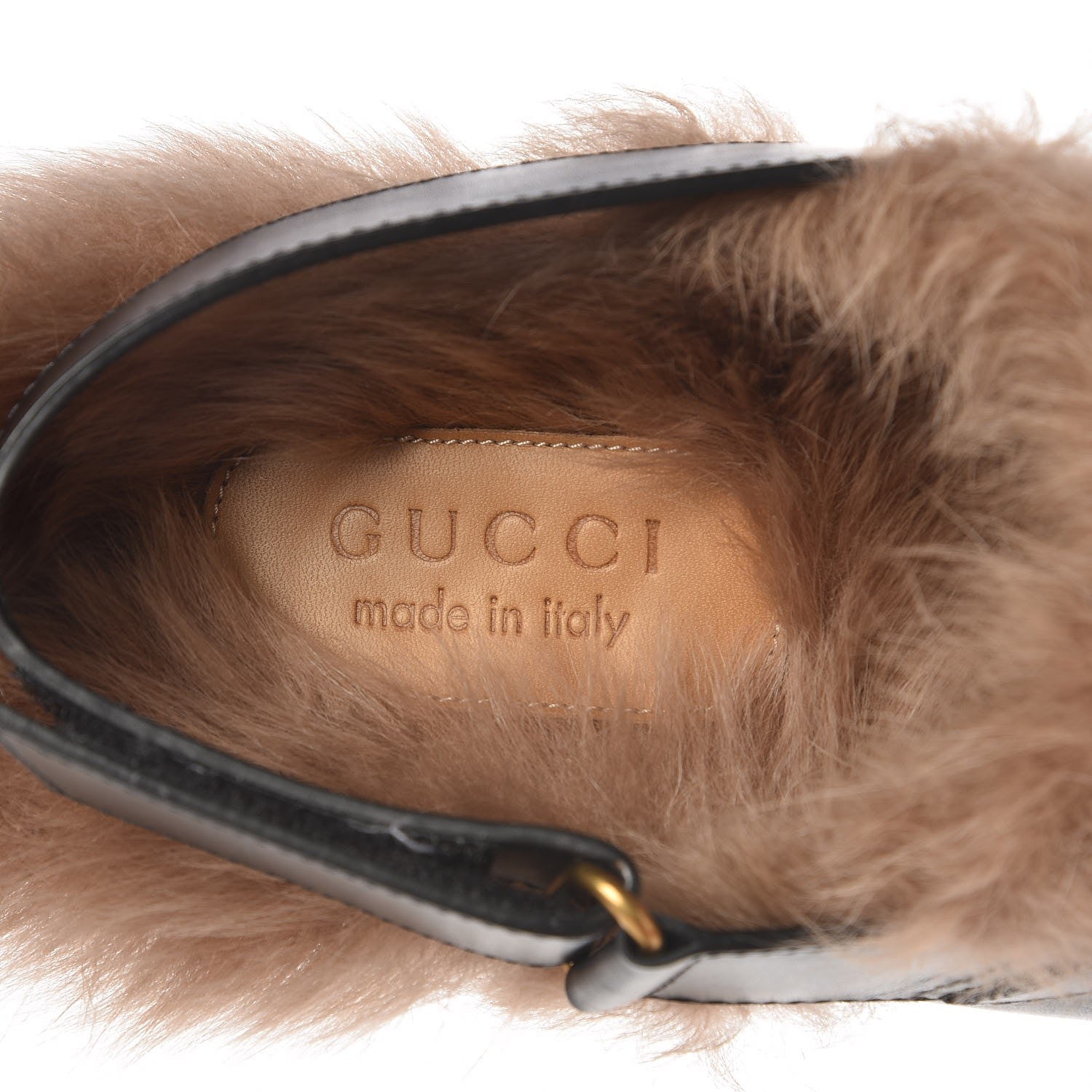 Gucci Calfskin Fur Angry Cat Mens Horsebit River Slingback Slippers 7 Black 6 of 10