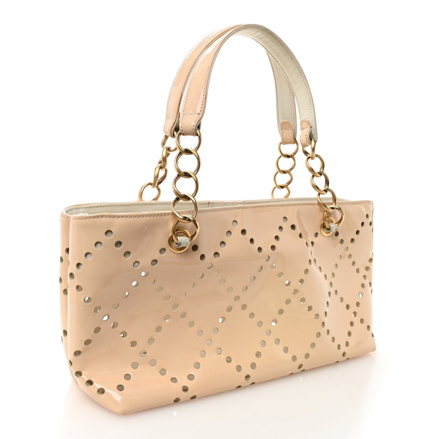 Patent Perforated CC Tote White