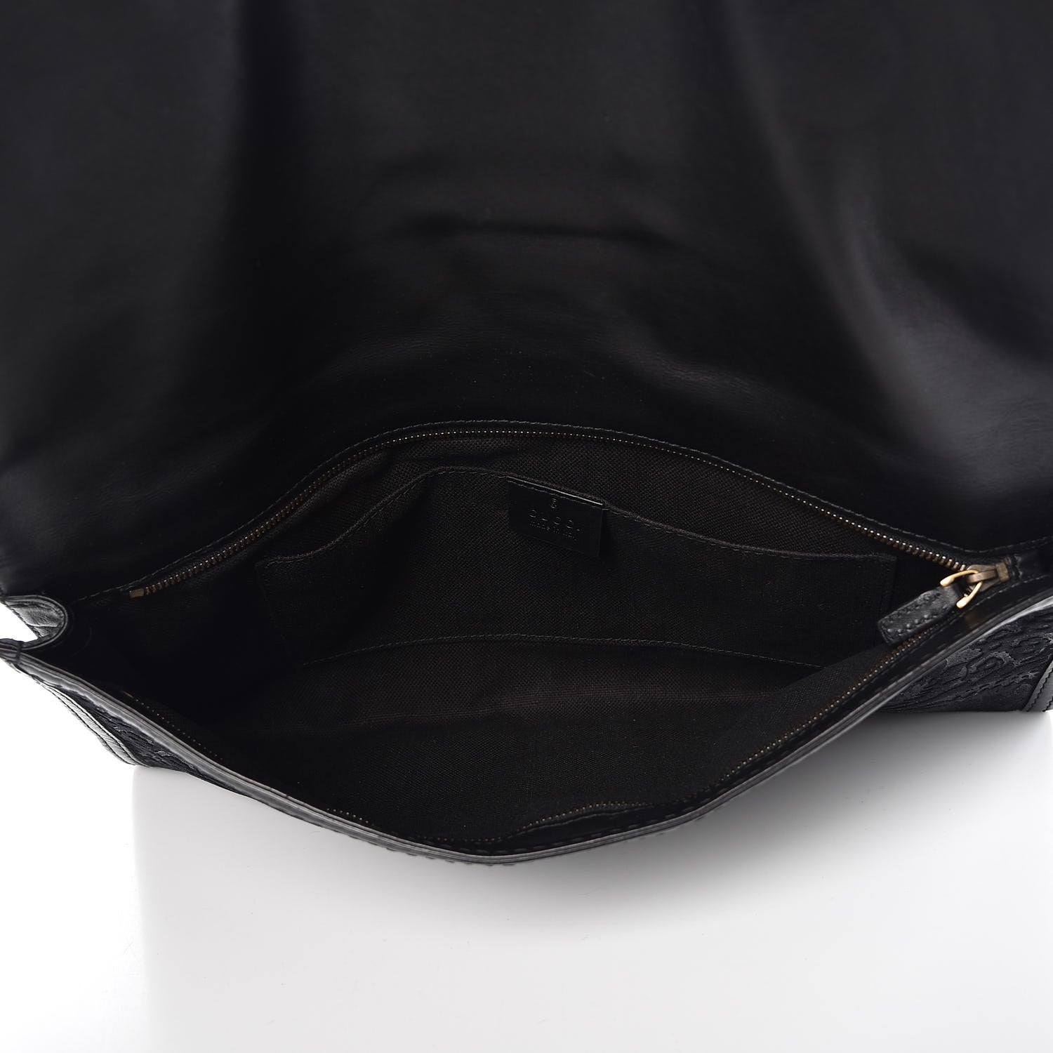 Gucci Suede Calfskin Brocade Soft Stirrup Clutch Black 5 of 11