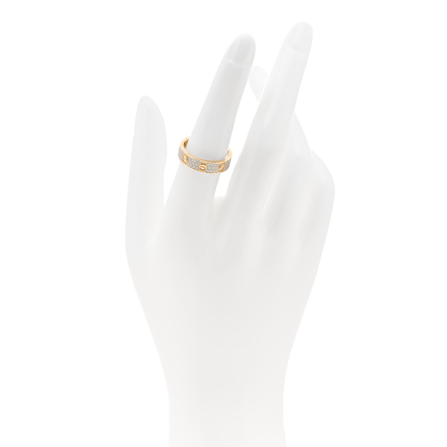 Cartier 18K Yellow Gold Diamond 5mm LOVE Wedding Paved Band Ring 54 7 2 of 5