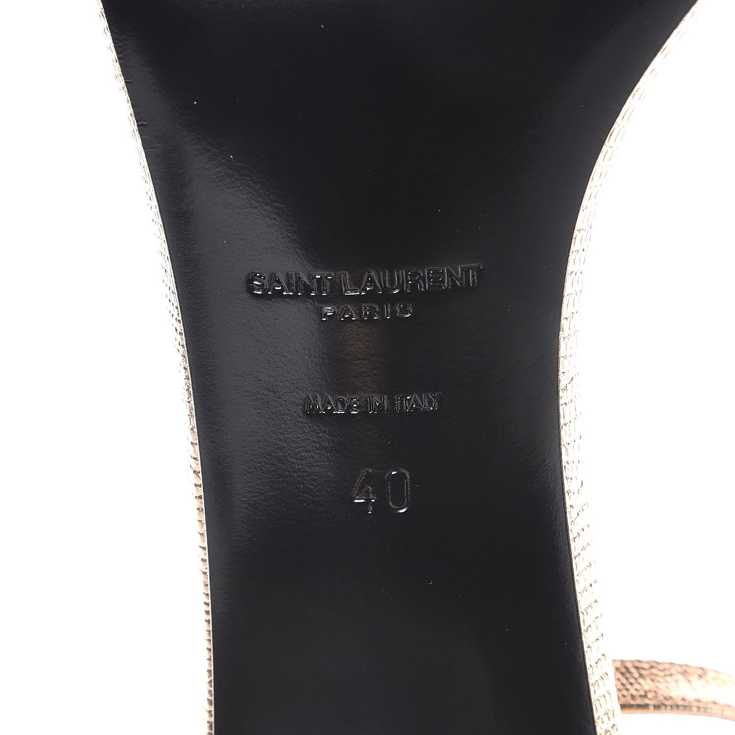 Saint Laurent Metallic Lizard Calfskin Embossed Jane 110 Ankle Strap Sandals 40 Gold 6 of 9