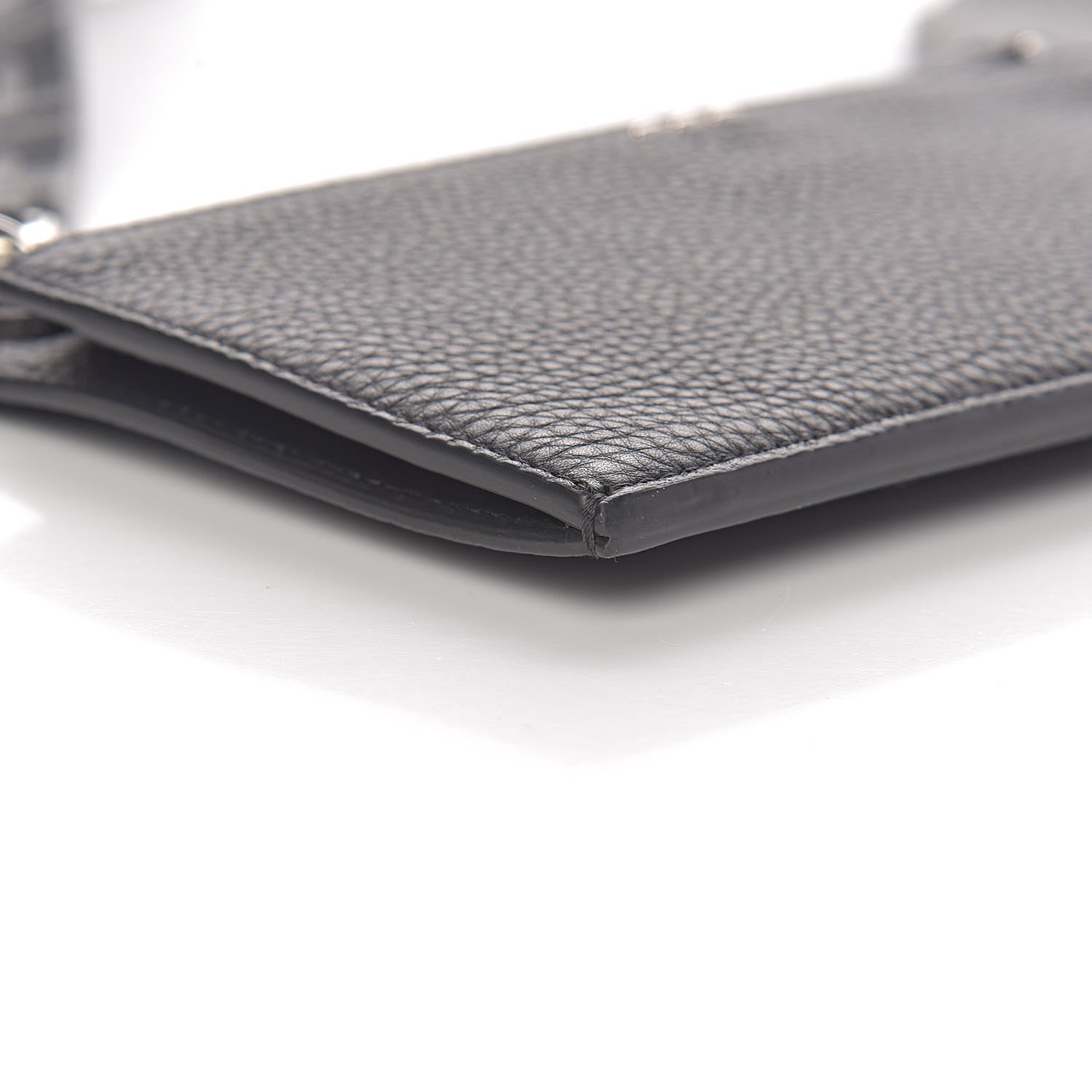 Fendi Cuoio Romano Glazed Fabric FF 1974 Wallet on Strap Black 9 of 10