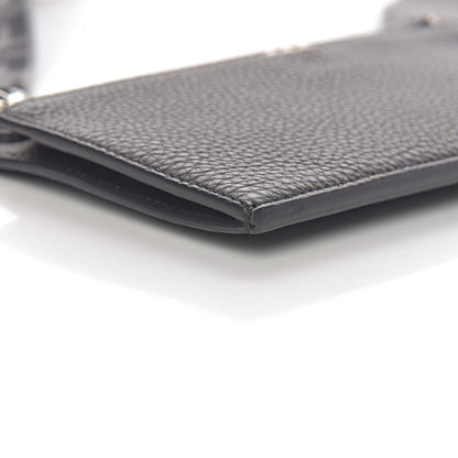 Fendi Cuoio Romano Glazed Fabric FF 1974 Wallet on Strap Black 9 of 10