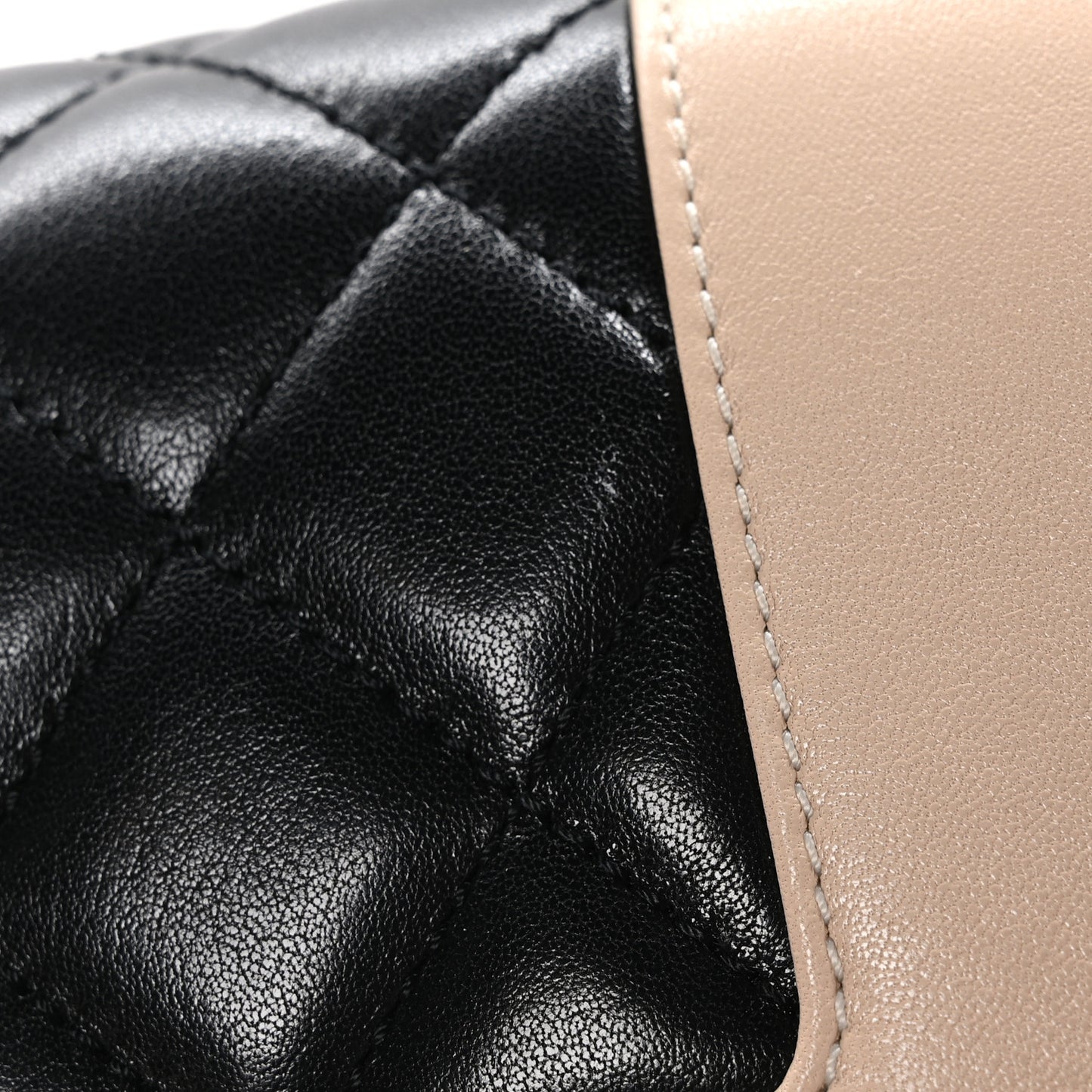 Sheepskin Quilted Medium Vintage Mademoiselle Flap Beige Black