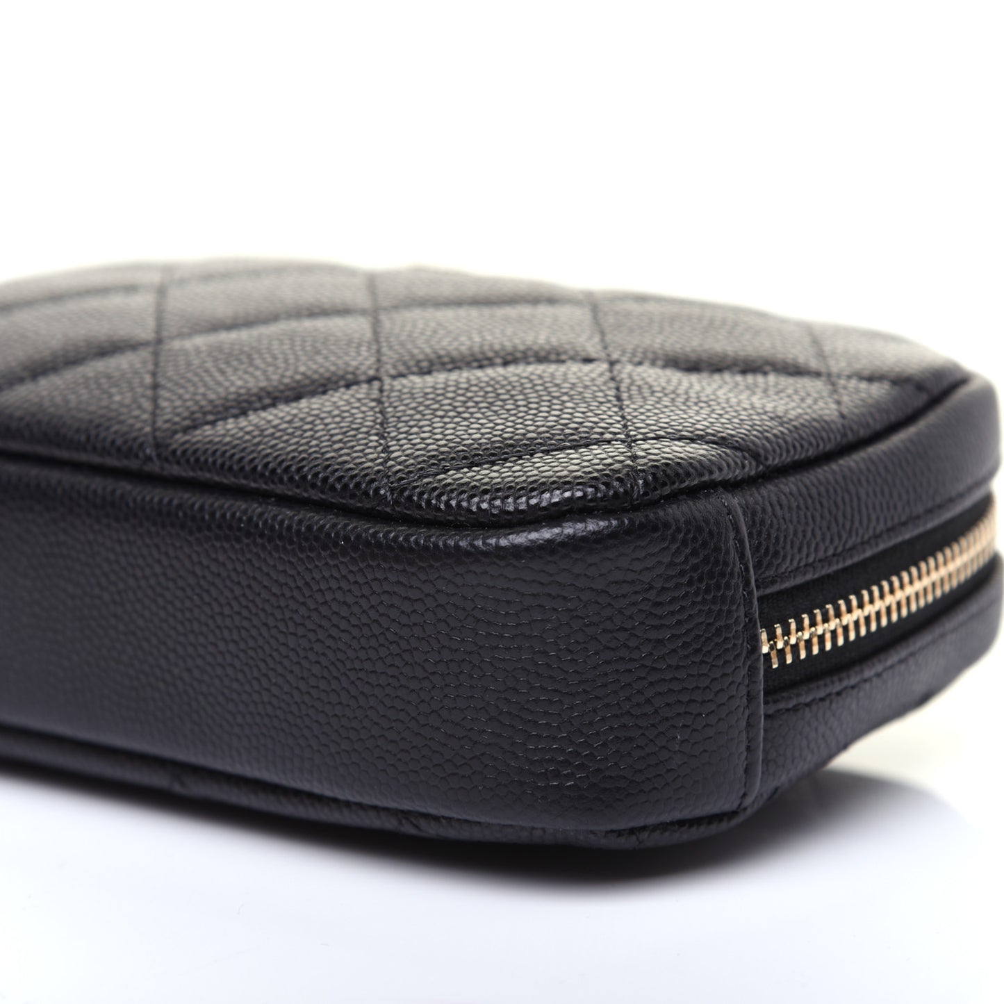 Caviar Quilted Small Curvy Pouch Cosmetic Case Black