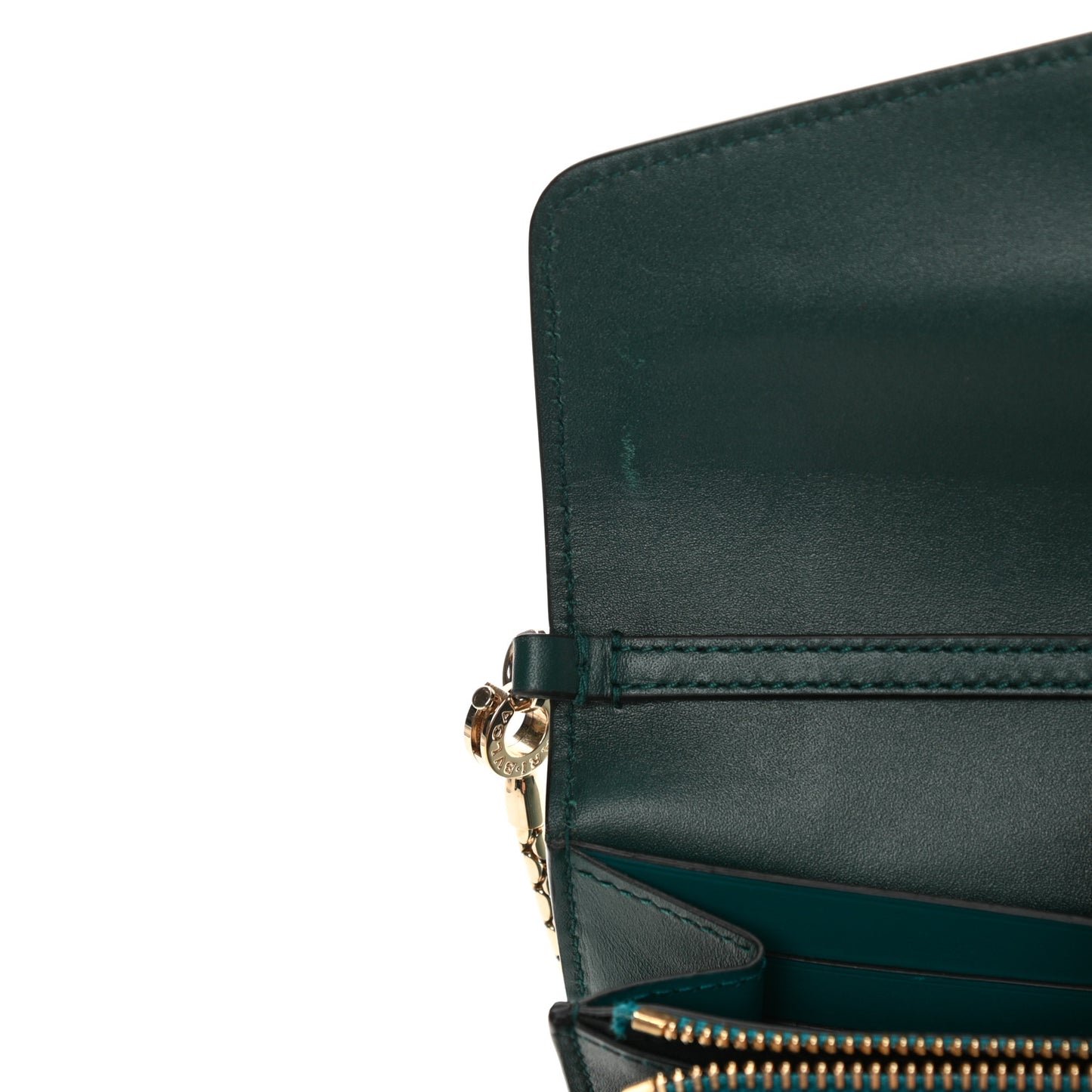 Calfskin Serpenti Forever Chain Wallet Green