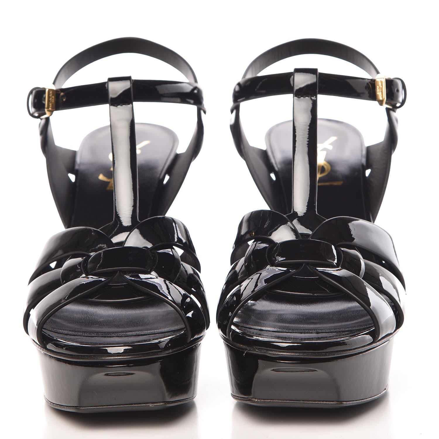 Saint Laurent Patent Tribute 75 Platform Sandals 37 Black 2 of 9