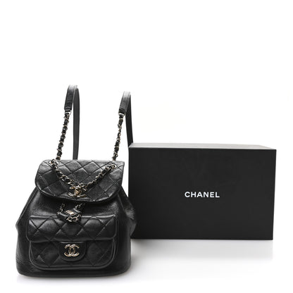 Chanel Glazed Aged Calfskin Quilted Small Duma Drawstring Backpack Black 11 of 11