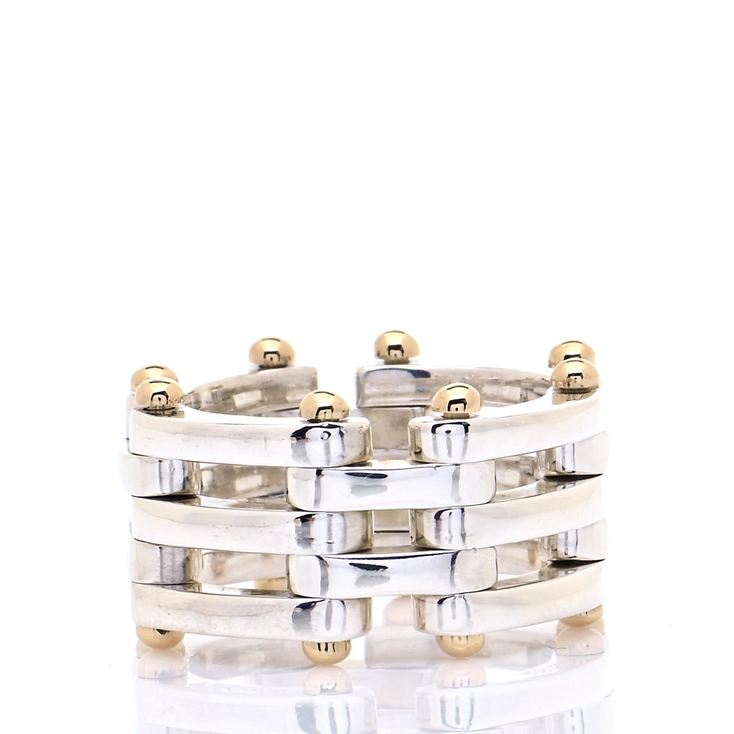 Sterling Silver 18K Yellow Gold Gatelink Ring 53 6.5