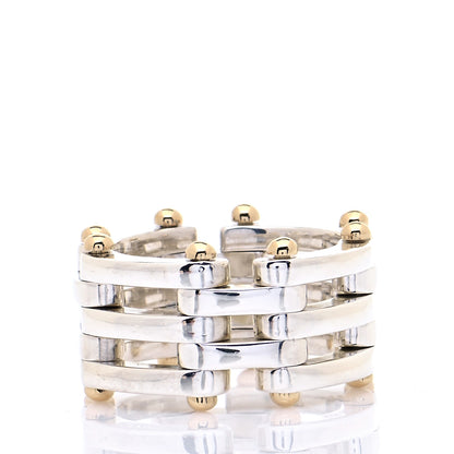 Tiffany Sterling Silver 18K Yellow Gold Gatelink Ring 53 6.5 3 of 6