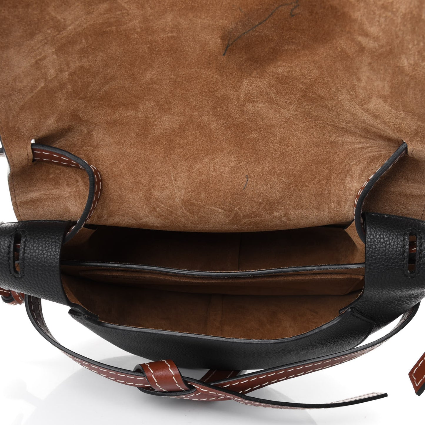Grained Calfskin Small Gate Crossbody Bag Pecan Black