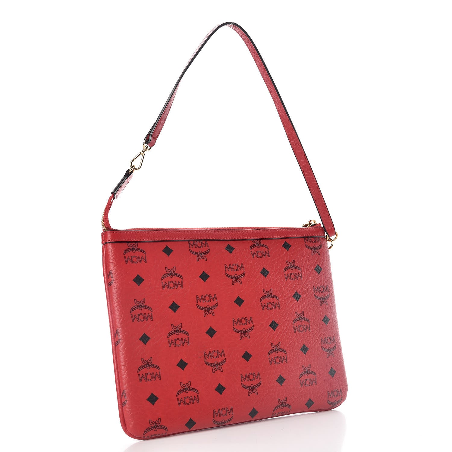 MCM Visetos Liz Shopper Tote Pouch Ruby Red 3 of 8