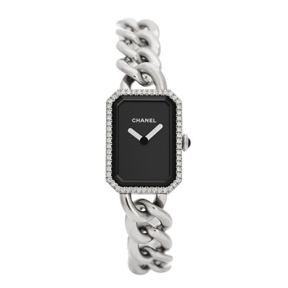 Chanel Stainless Steel Diamond Bezel 20mm Chain Premiere Quartz Watch Black 1 of 5