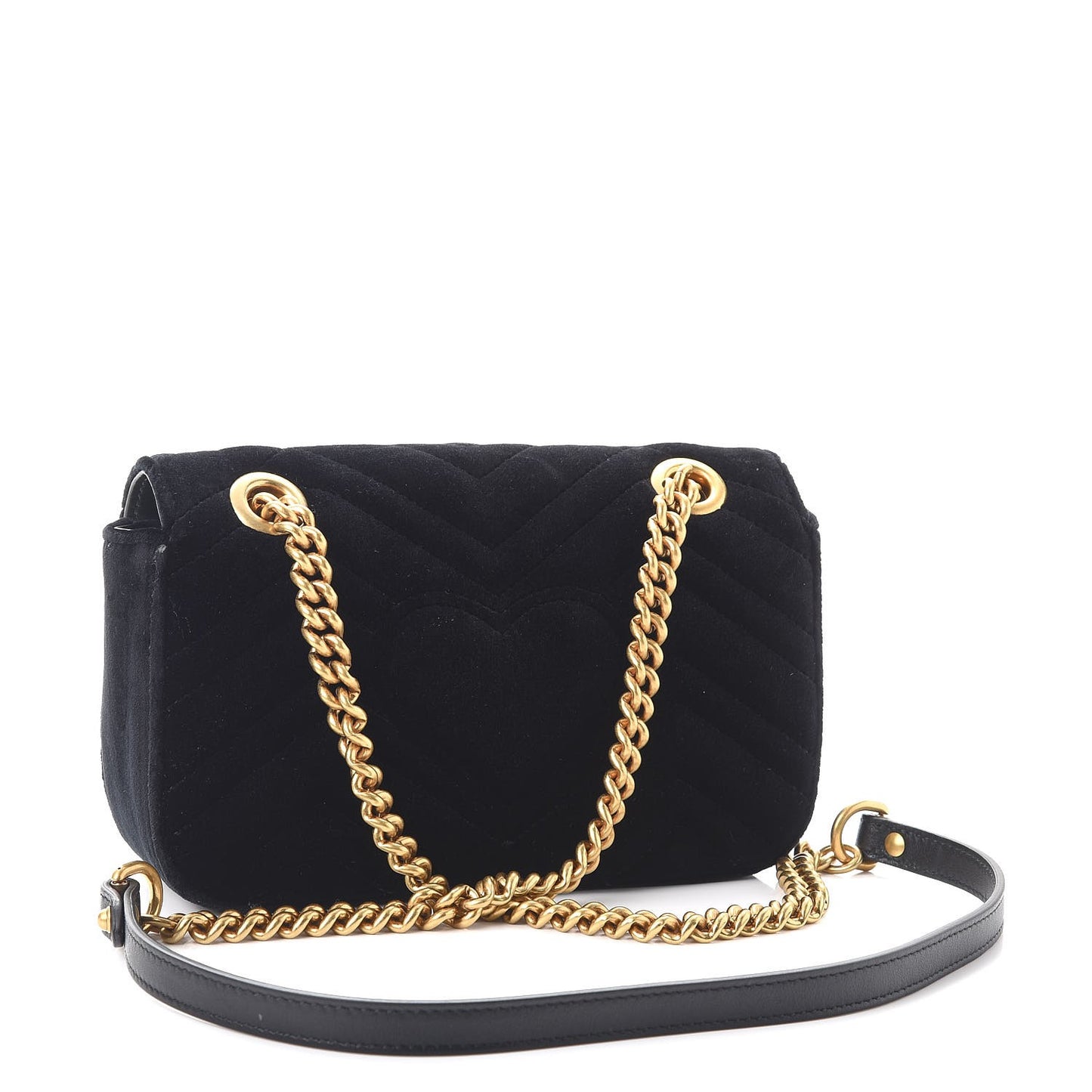 Velvet Matelasse Mini GG Marmont Shoulder Bag Black