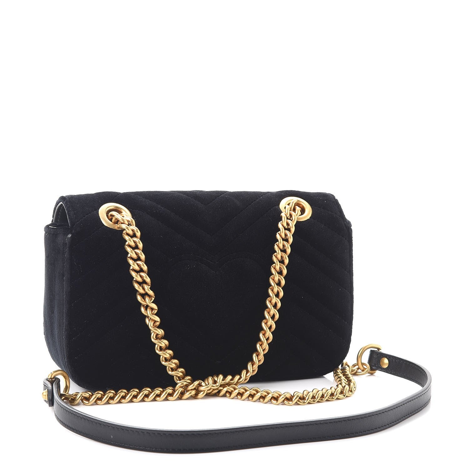 Gucci Velvet Matelasse Mini GG Marmont Shoulder Bag Black 4 of 9