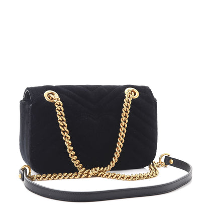 Gucci Velvet Matelasse Mini GG Marmont Shoulder Bag Black 4 of 9