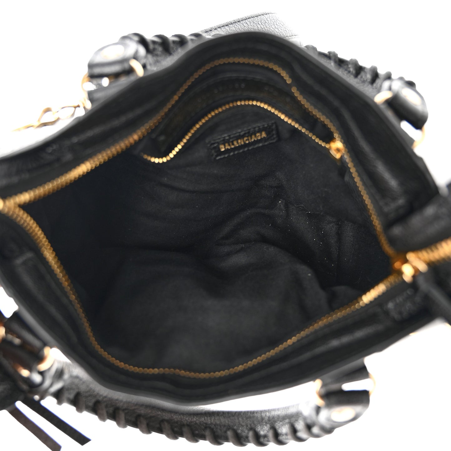 Chevre Gold Metallic Edge Hardware Mini City Black