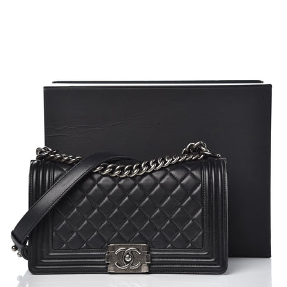 Chanel Lambskin Quilted Medium Boy Flap Black 15 of 16