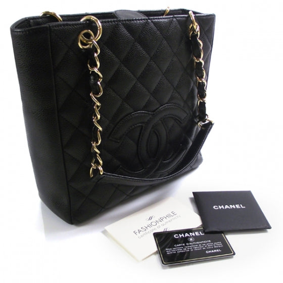 Caviar Petit Shopping Tote PST Black