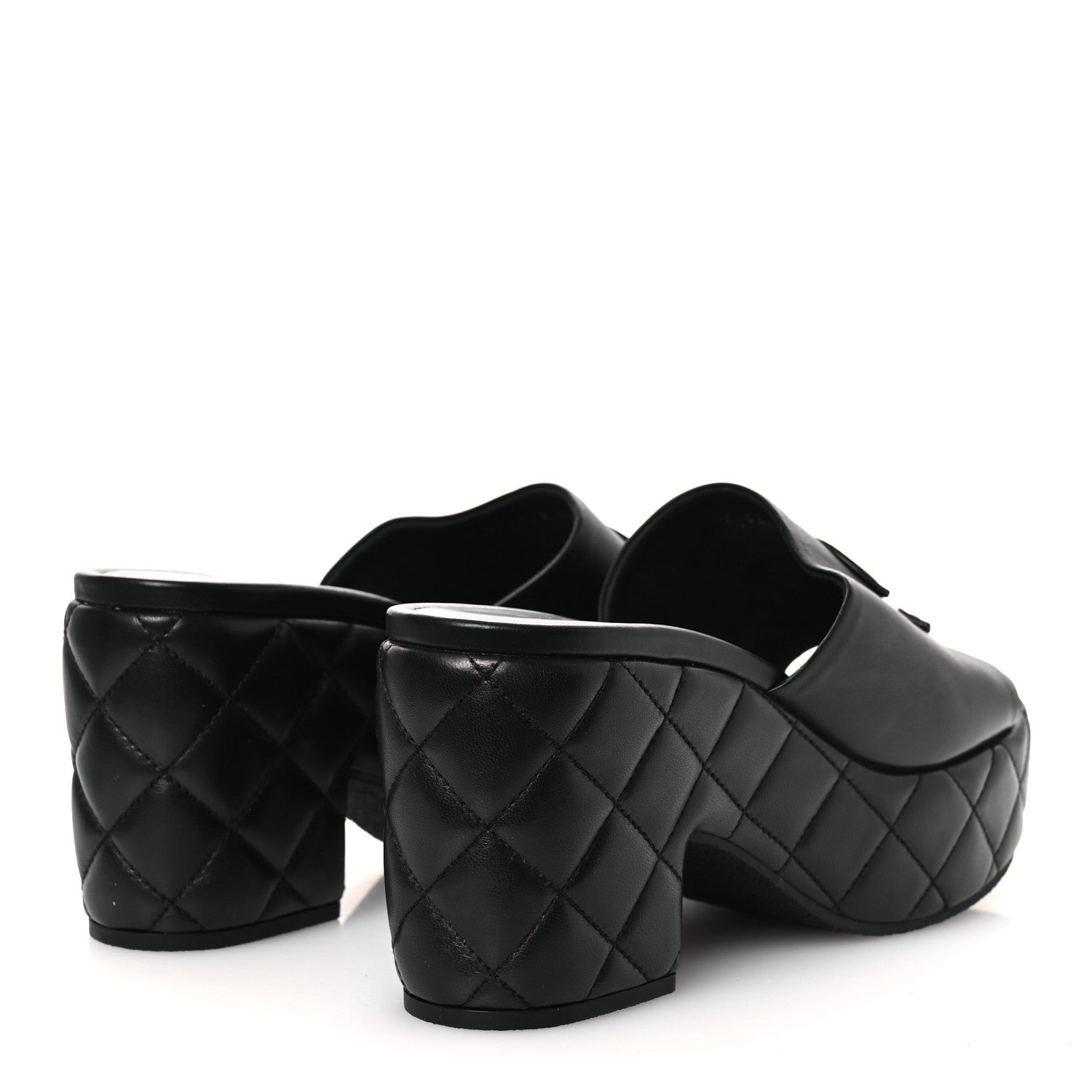 Chanel Lambskin Quilted CC Platform Mules 40 Black 5 of 13
