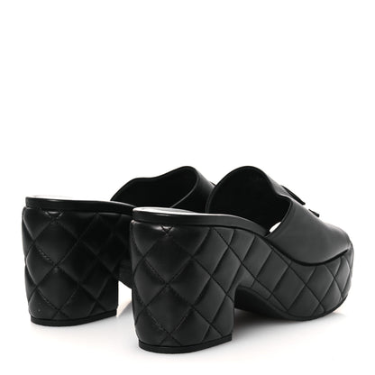 Chanel Lambskin Quilted CC Platform Mules 40 Black 5 of 13
