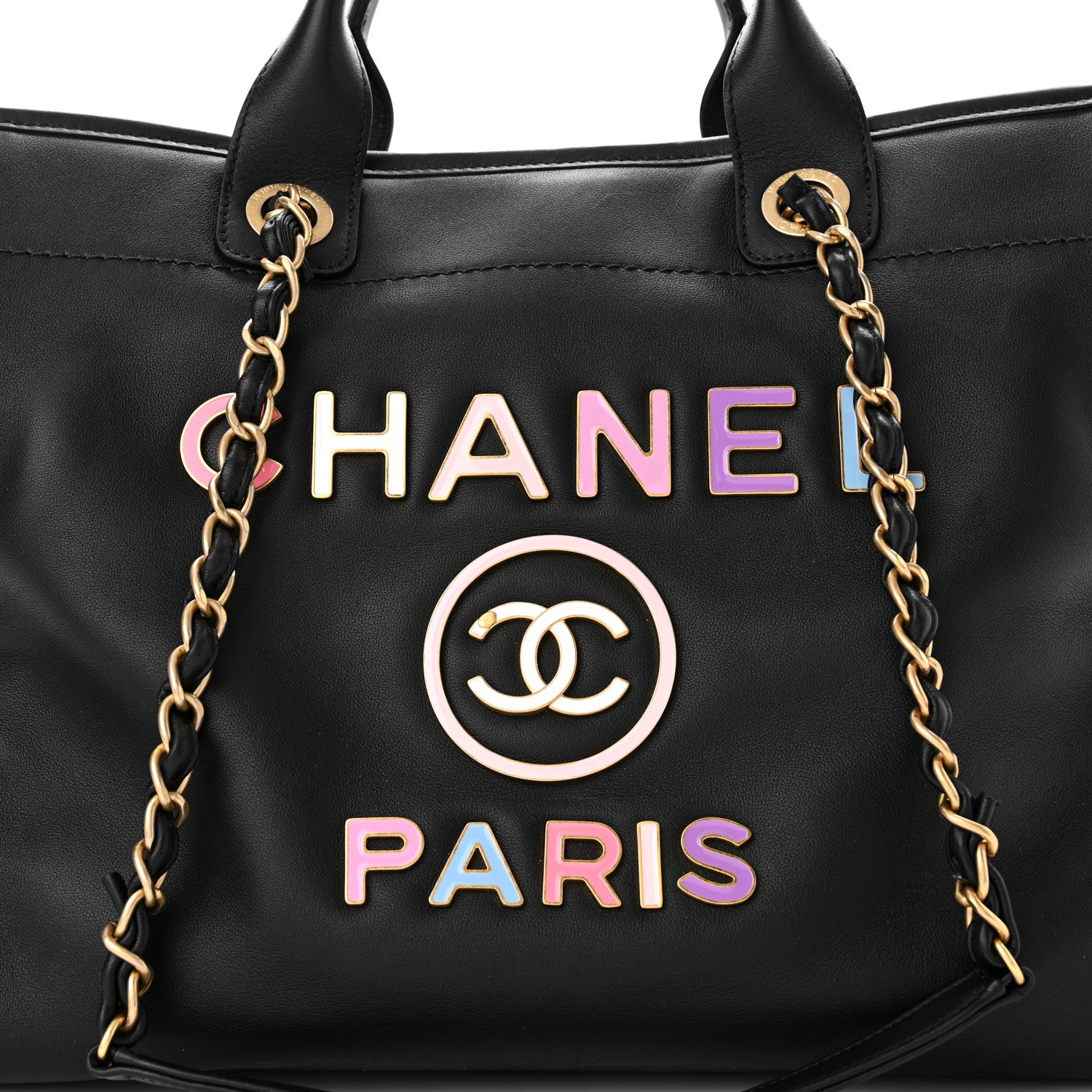 Chanel Calfskin Medium Deauville Tote Black Multicolor 9 of 12