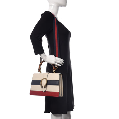 Gucci Calfskin Bamboo Web Medium Dionysus Top Handle Bag White Blue Hibiscus Red 2 of 9