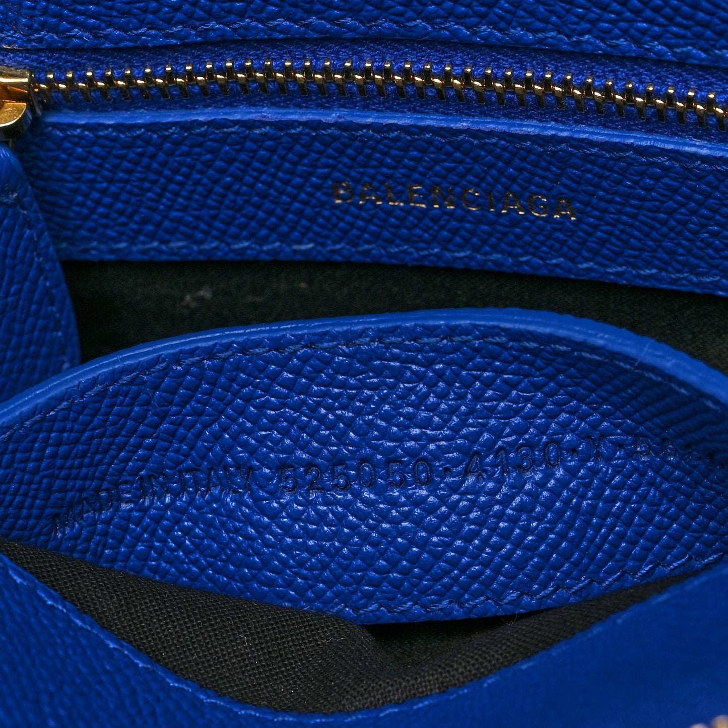 Signature Grained Calfskin Logo XXS Ville Top Handle Bag Bleu Roi White