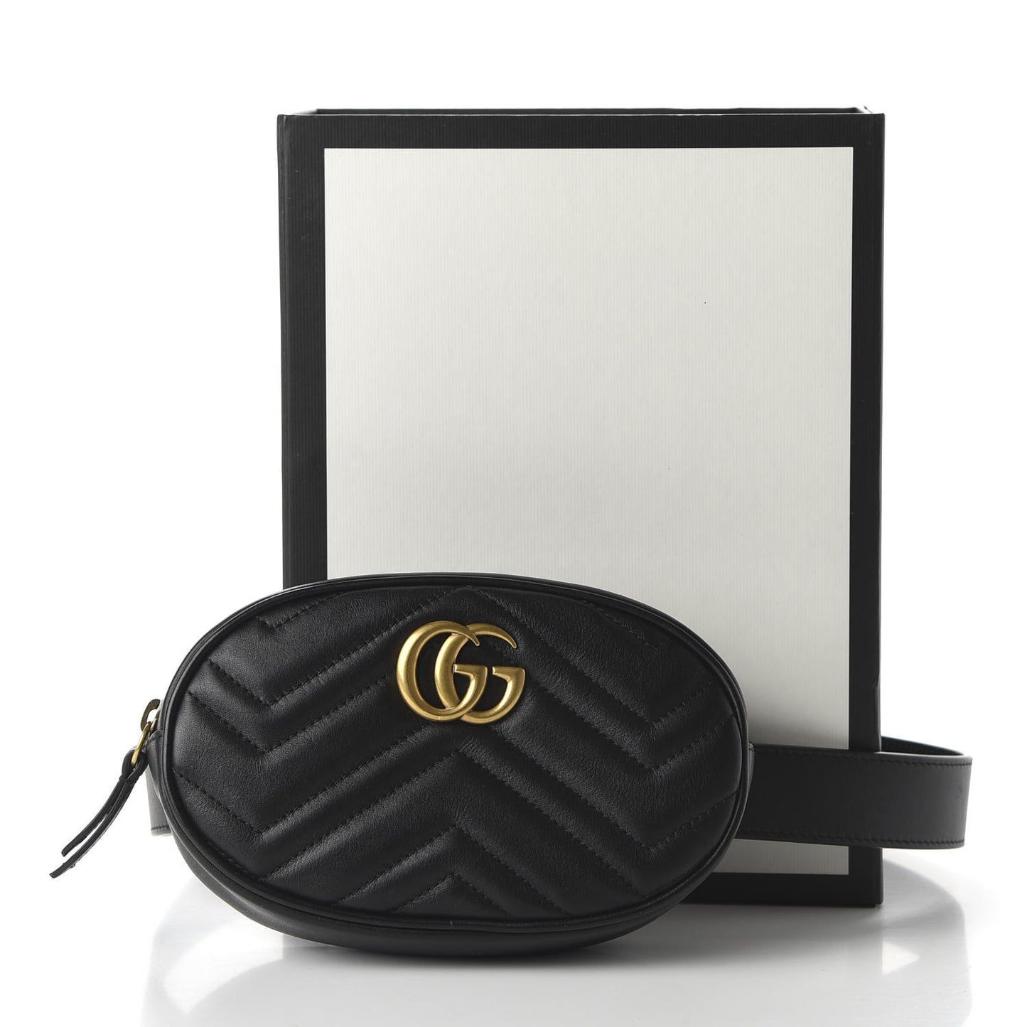Calfskin Matelasse GG Marmont Belt Bag 85 34 Black
