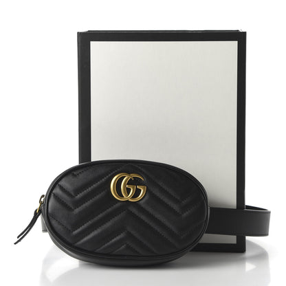 Gucci Calfskin Matelasse GG Marmont Belt Bag 85 34 Black 11 of 11