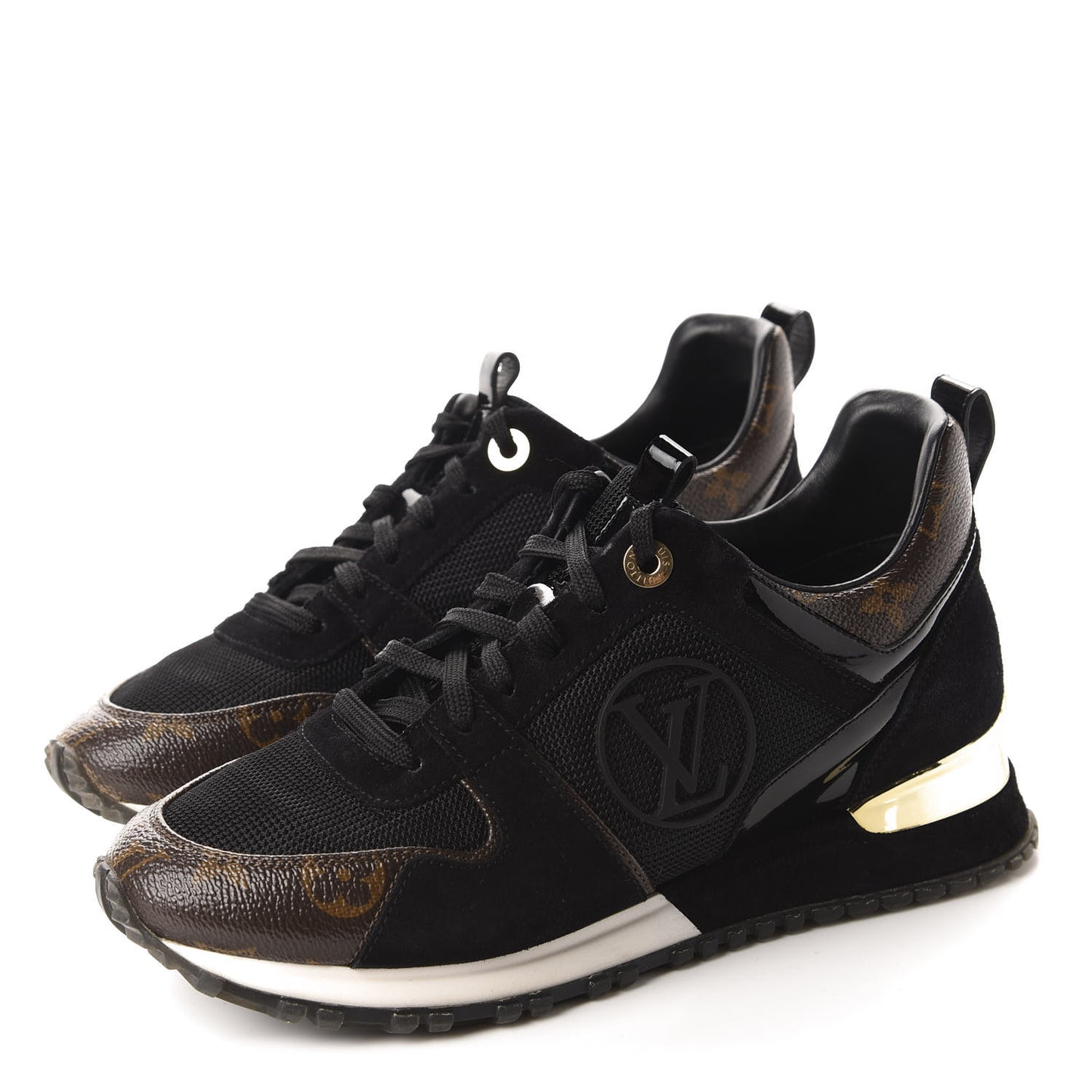 Suede Monogram Run Away Sneakers 37 Black